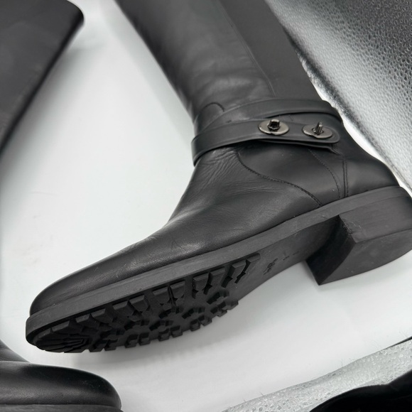 COACH | Essex Semi Matte Leather Tall Boots, Black 9.5 B wide calf/ regular - Picture 9 of 11